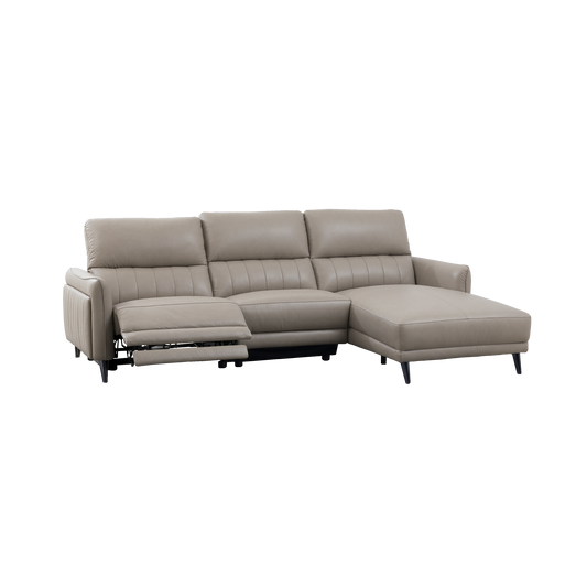 L-Shaped Elec-Recliner Sofa in Half Leather | Amara