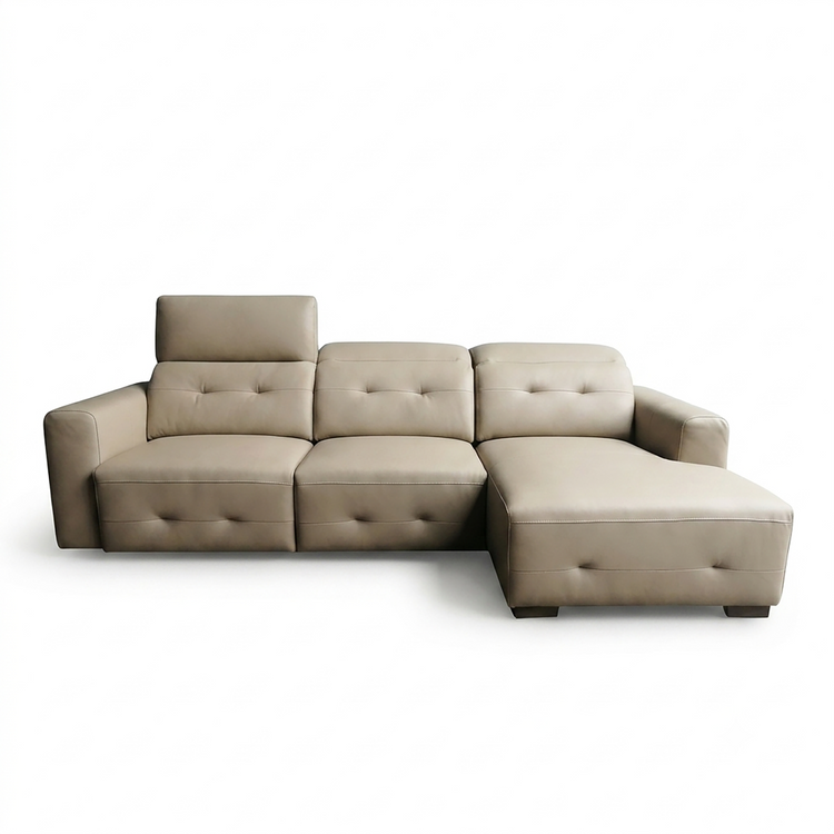 Aldo L-Shaped Elec. Slider Sofa in Leather