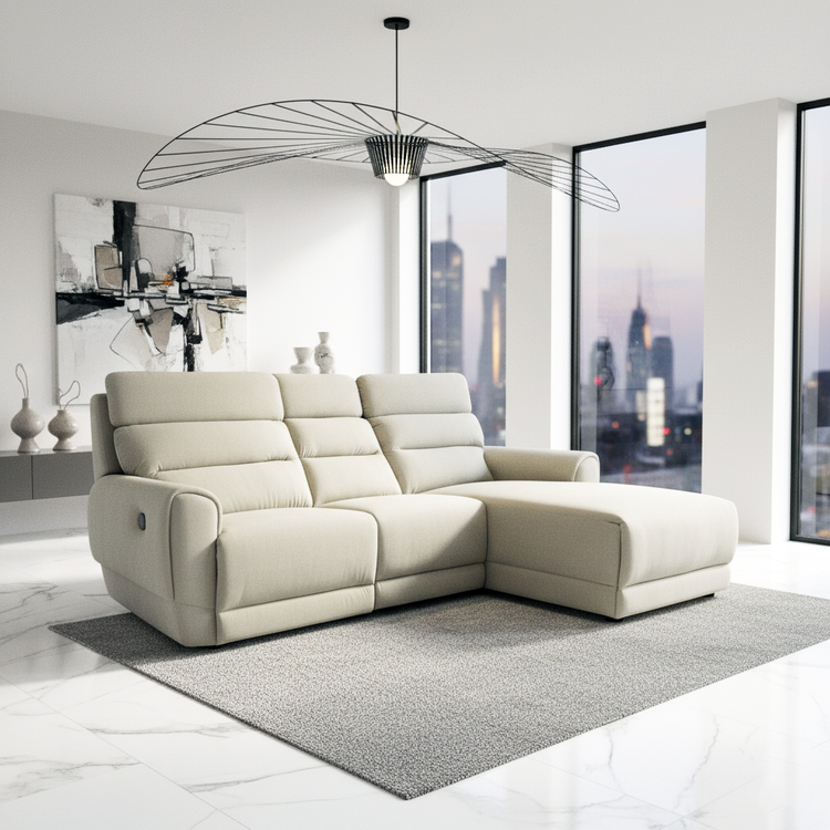 L-Shaped Recliner Sofa in Fabric | Donatello