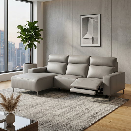 LORENO L-Shaped Incliner Sofa in Leather