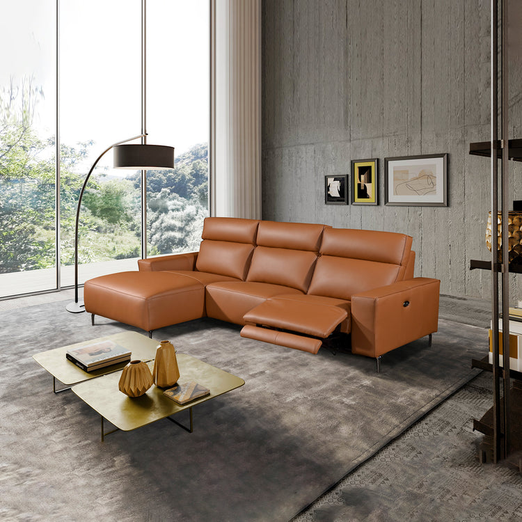 L-Shaped Sofa in Full Leather | Loreno