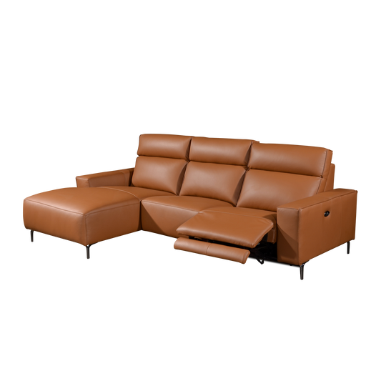 LORENO L-Shaped Incliner Sofa in Full Leather