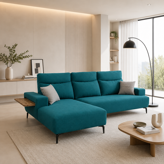 ORZA L-Shaped Fabric Sofa W/ Push Back