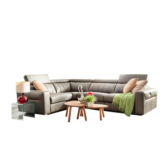 Corner with 1 Electric Recliner Sofa in Leather | Serano