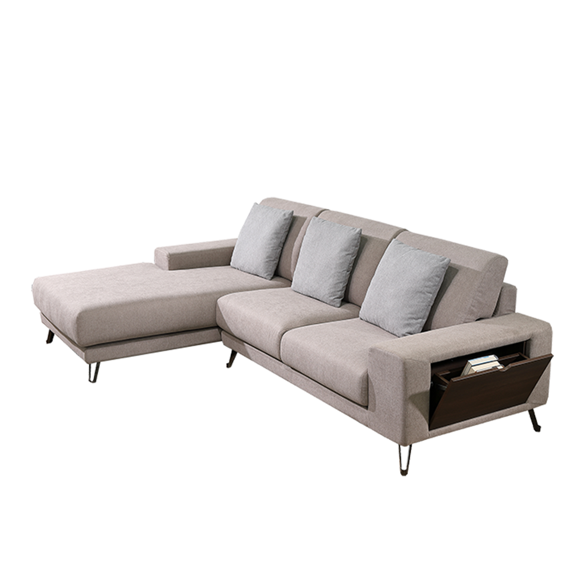 LShaped Sofa with Compartment in Fabric Belmond