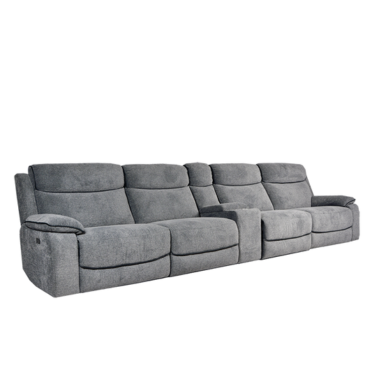 4 Seater Electric Recliner Sofa With Console in Fabric | Duxton