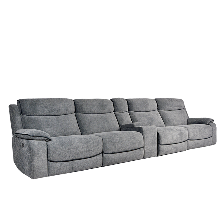 4 Seater Electric Recliner Sofa With Console in Fabric | Duxton