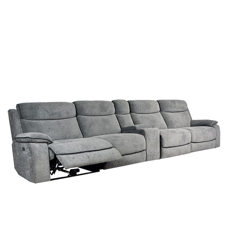 4 Seater Electric Recliner Sofa With Console in Fabric | Duxton