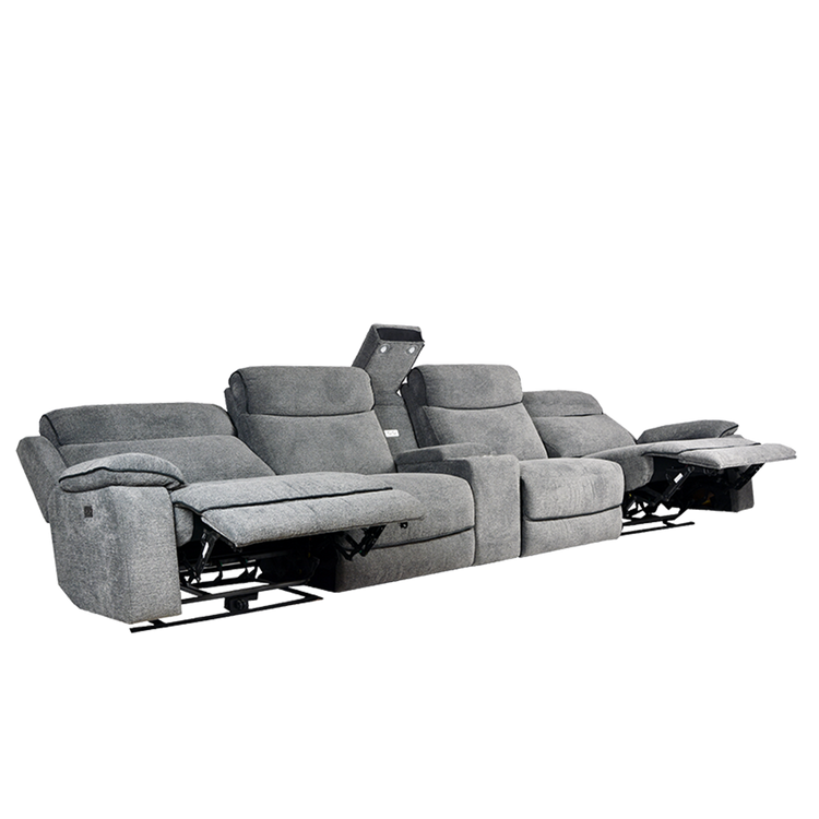 4 Seater Electric Recliner Sofa With Console in Fabric | Duxton