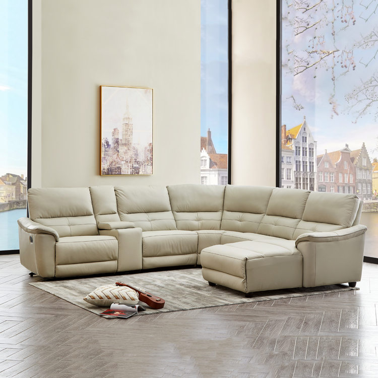 Corner Sofa with 2 Elce-Recliner Sofa in Half Leather | Melis