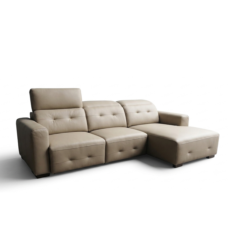 Aldo L-Shaped Elec. Slider Sofa in Leather