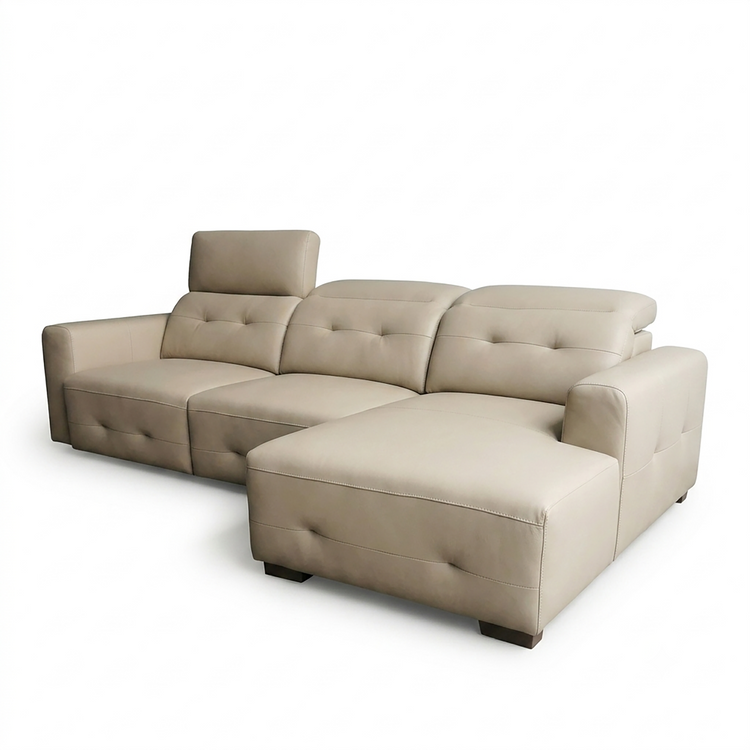 Aldo L-Shaped Elec. Slider Sofa in Leather