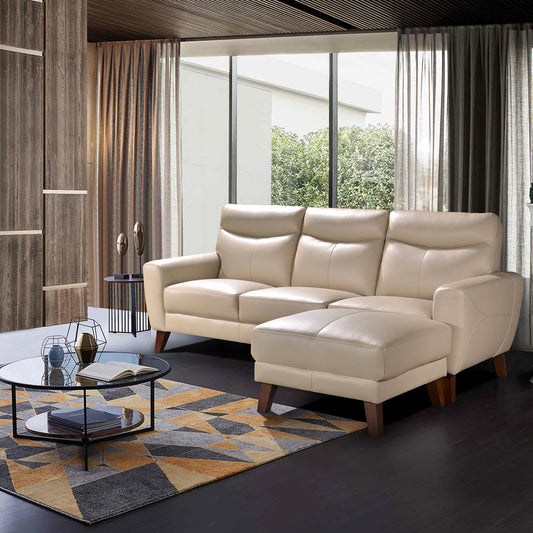 3 Seater Sofa with Ottoman in Full Leather | Becca