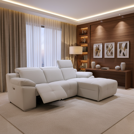 L-Shaped Recliner Sofa in Fabric | Carrie