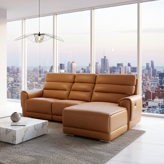 L-Shaped Recliner Sofa in Full Leather | Donatello