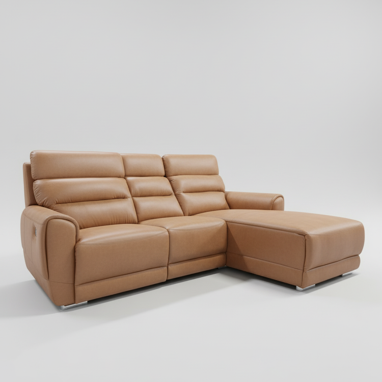 L-Shaped Recliner Sofa in Full Leather | Donatello