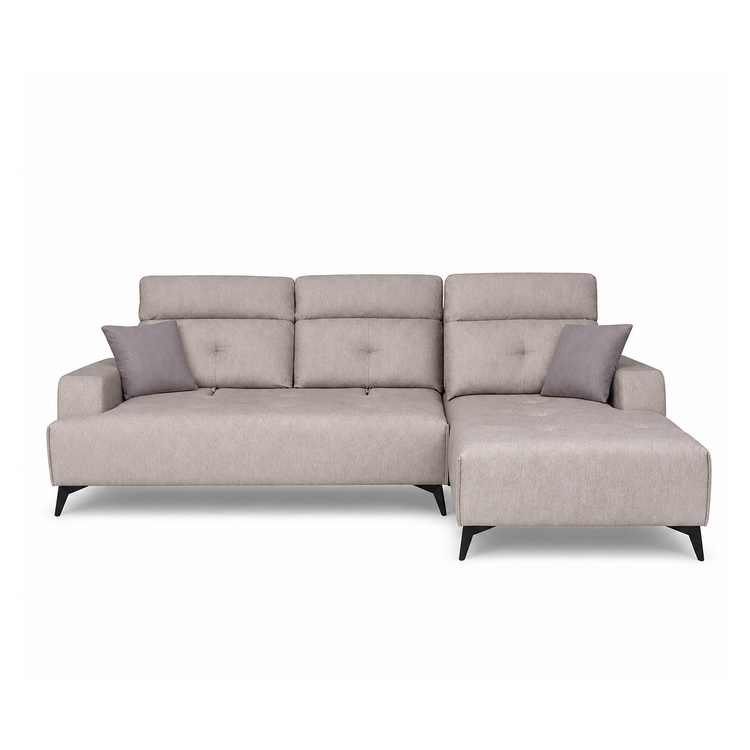 EMIL L-Shaped Fabric Sofa W/ Push Back