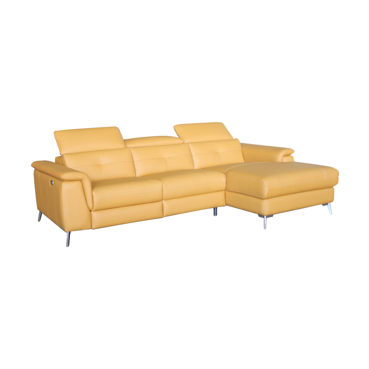 L-Shaped Elec-Recliner Sofa in Full Leather | Tevla